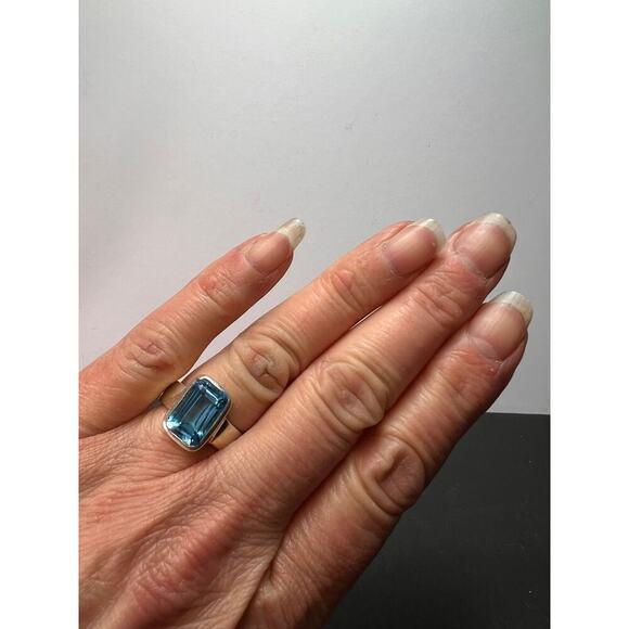 NEW Swiss blue topaz sterling silver ring size 7 / 6.65 grams - Picture 5 of 11